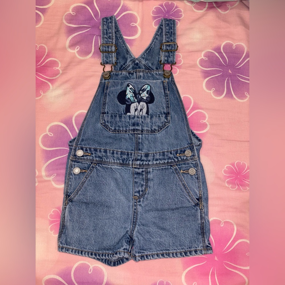 GAP Disney  Denim Minnie Mouse Short Overalls